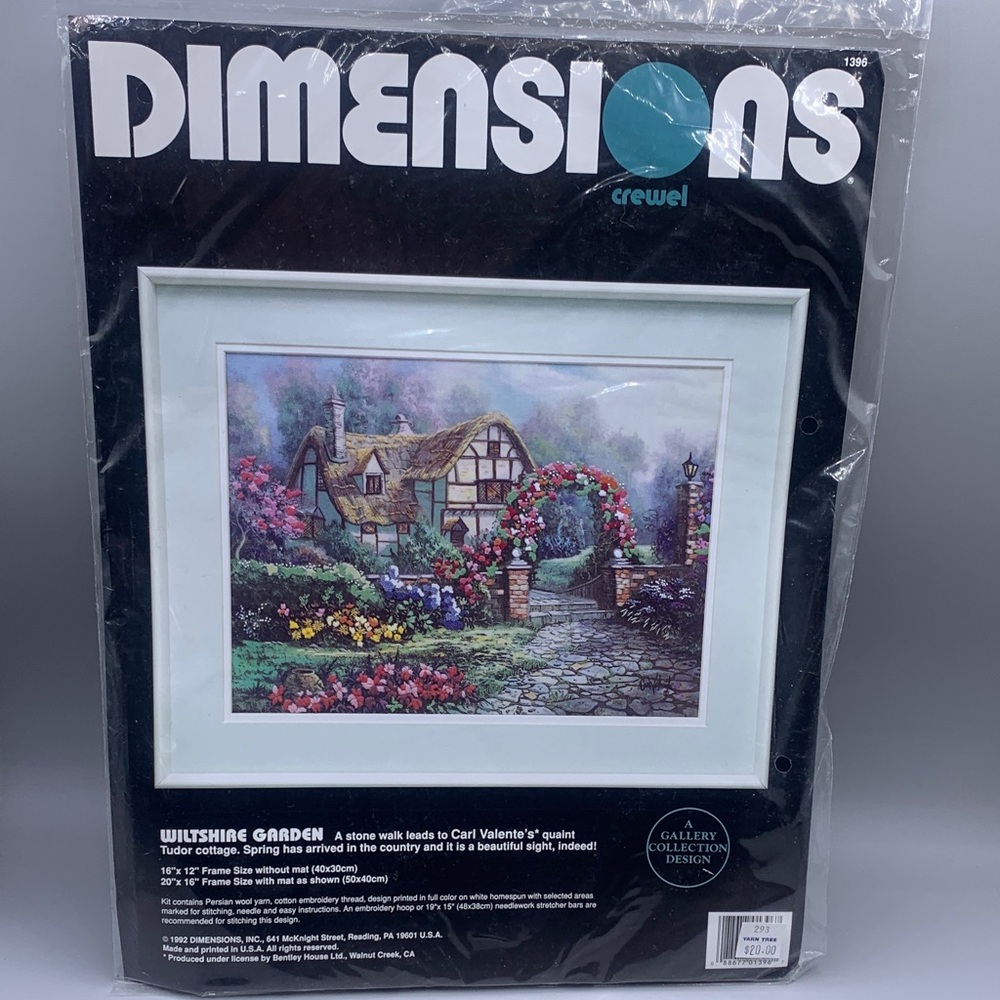 Dimensions Wiltshire Garden Crewel Stitch Kit Carl Valentes Tudor Cottage NIP